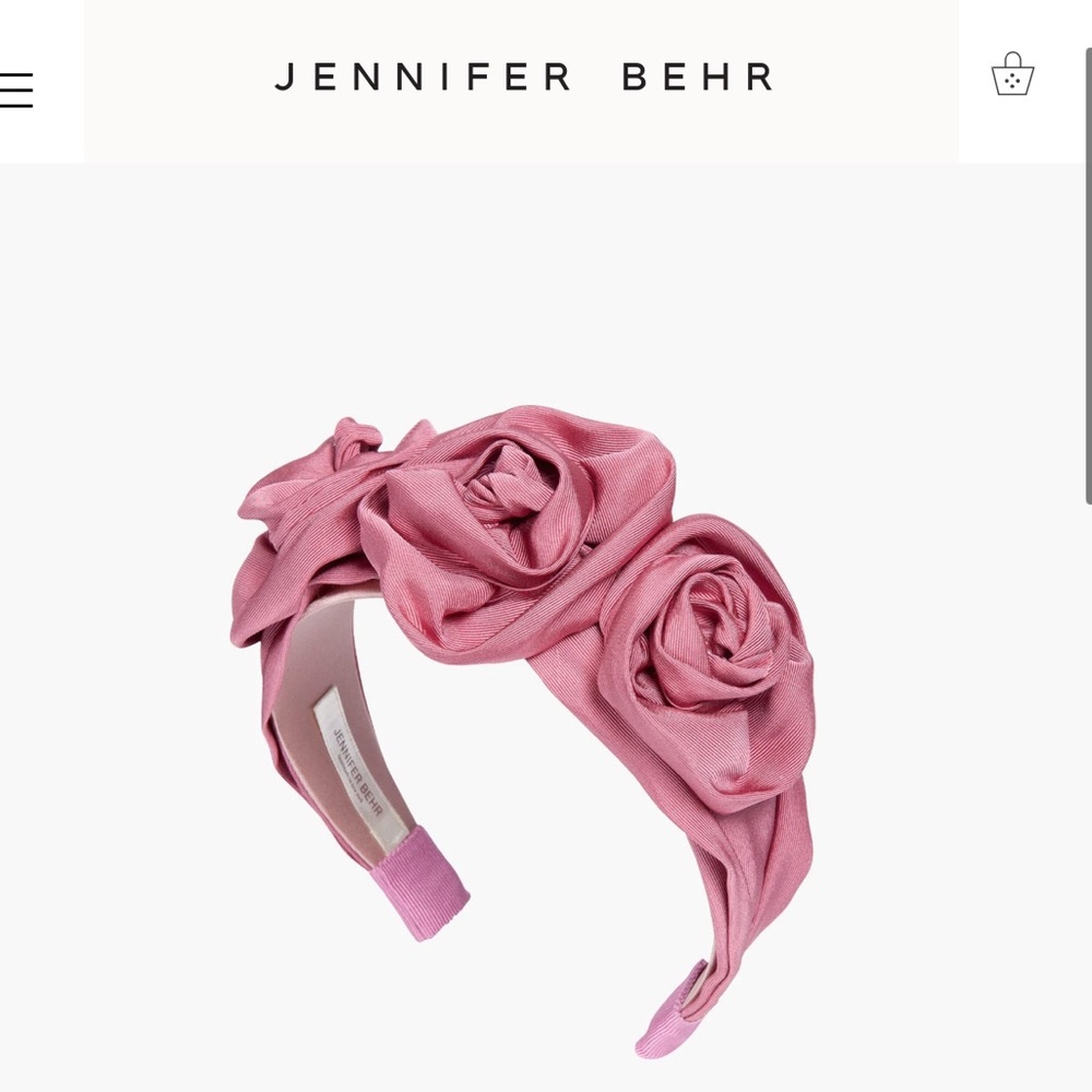 Jennifer Behr Rosette silk Headband in Pink